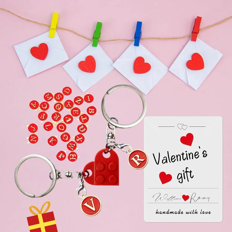 Personalized Brick Matching Heart Keychain