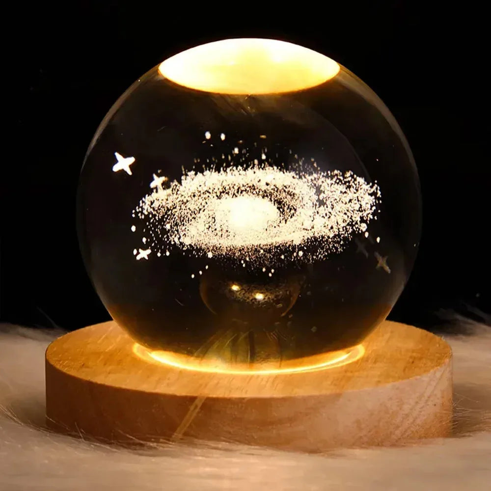 3D Crystal Lights Lamp RGB Glowing Planetary Galaxy